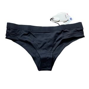 Prana Upswell Bikini Bottom Women's XL Solid Black Cheeky Sporty Brief Swimwear